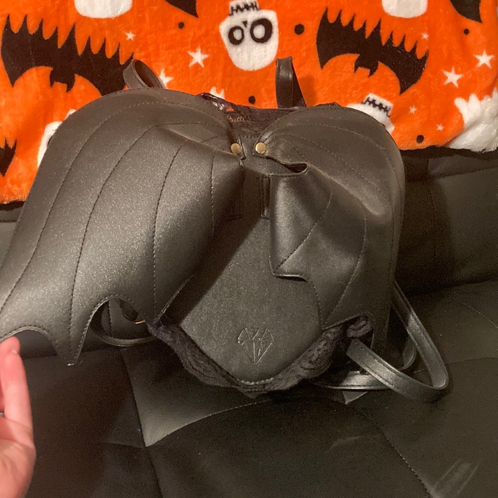 Goth Heart shaped little backpack with wings